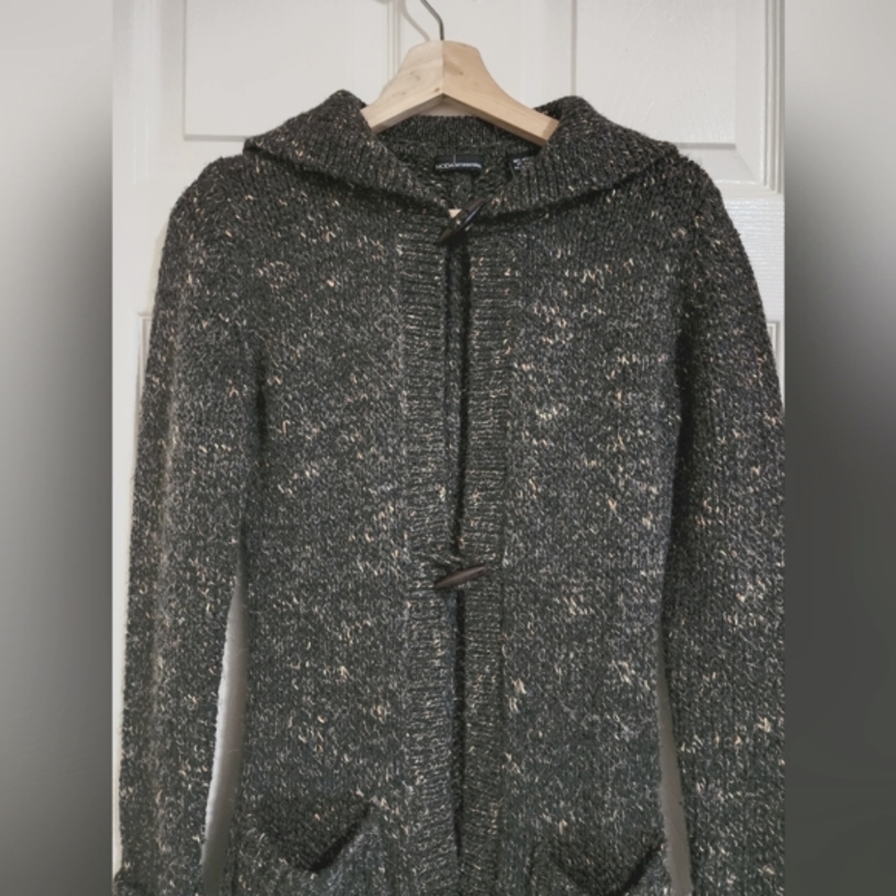 Moda International Long Duster Cardigan. Browns and Grays Knitted Sweater sizeXS